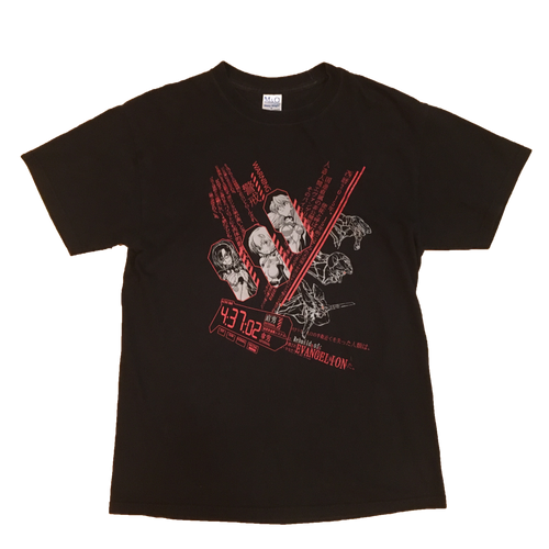 Vintage Neon Genesis Evangelion '4:37:02' T-Shirt - Medium