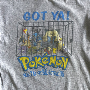 Vintage Pokemon 'Got Ya!' Grey T-Shirt - Small